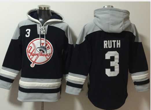 New York Yankees #3 Babe Ruth Navy Blue Ageless Must Have Lace Up Pullover Hoodie,We sell and wholesale New York Yankees #3 Babe Ruth Navy Blue Ageless Must Have Lace Up Pullover Hoodie on line form chian!